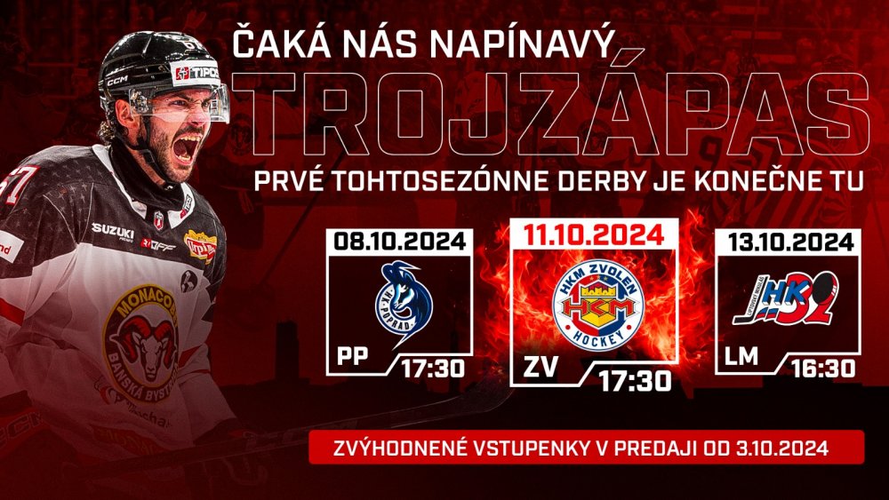 Nadupaný hokejový týždeň za zvýhodnenú cenu trojzápasu | HC 05